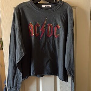 Daydreamer EUC AC/DC Gray Graphic Long Sleeve Shirt size L